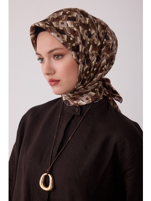 Belli Geometrik Desen %100 Twill Ipek Eşarp BE02-58