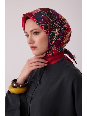 Belli Çiçek Desen %100 Twill Ipek Eşarp BE13-84