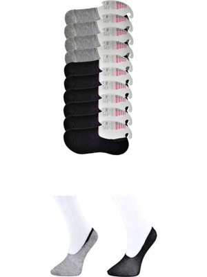 Pileli Store Siyah ve Gri Kadın Babet Çorap 9 Çift