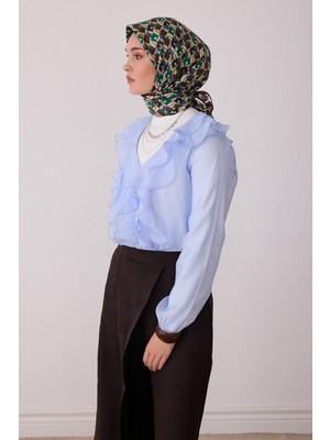 Belli Geometrik Desen %100 Twill Ipek Eşarp BE02-50
