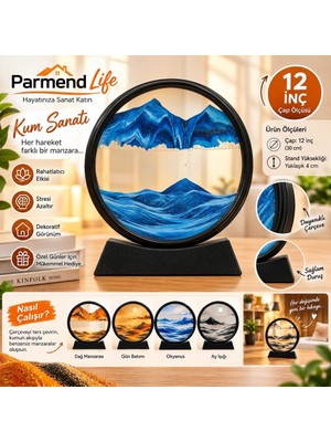 Parmend Life 12 Inç (30 Cm) Kum Sanatı Dekoratif Masaüstü Kum Tablosu – Hareketli Manzara Süs Eşyası