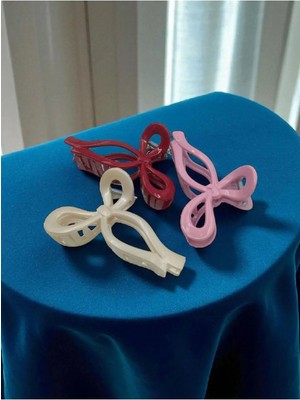 Marchen Collection Kadınlar Için Pastel Tonlarda 3 ' Lü Fiyonk Mandal Firkete Toka Seti Büyük Boy