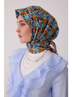 Belli Geometrik Desen %100 Twill Ipek Eşarp BE02-31