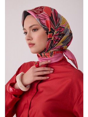 Belli Çiçek Desen %100 Twill Ipek Eşarp BE13-02