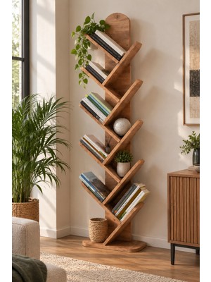 Sulorahome 10 Raflı Ceviz Desenli Çok Amaçlı Kitaplık