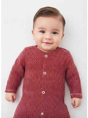 Güler Butik Kiremit Desenli Pamuklu Uzun Kollubeyaz Çıtçıt Detaylı Bebek Tulum