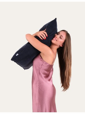 Hedie Nara Navy %100 Cupro Vegan İpek Yastık Kılıfı - Anti Aging Cilt ve Saç Bakımı 50x70 cm