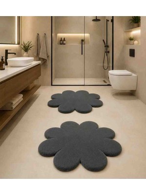 Talvora Home 2lı Banyo Halısı Kaymaz Taban Pelus Halı Klozet Takımı 60*60 ve 80*80