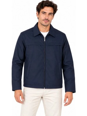 TeknoKapsül Erkek Su Itici Rüzgar Keser Astarlı Tam Fermuarlı 4 Mevsim Regular Fit Mont Ceket - Lacivert - Lacivert / 2xl