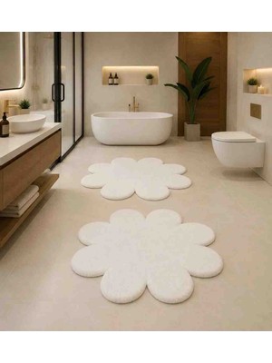 Talvora Home 2lı Banyo Halısı Kaymaz Taban Peluş Halı Klozet Takimi 60*60 ve 80*80