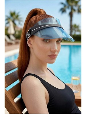 Gigi Luxe Kadın Güneş Koruyucu Renkli Pleksi Cam Vizör Plaj Şapkası