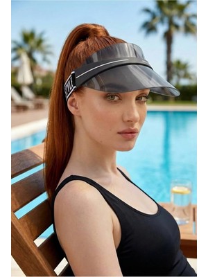 Gigi Luxe Kadın Güneş Koruyucu Renkli Pleksi Cam Vizör Plaj Şapkası