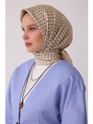 Belli Monogram Desen %100 Twill Ipek Eşarp BE18-85
