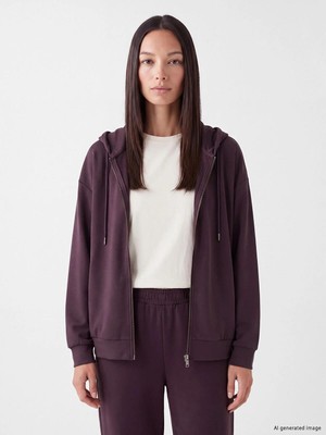 LC Waikiki Soft Touch Oversize Kadın Fermuarlı Sweatshirt  (W6)