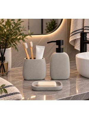 Primanova Mithra 3 Parça Banyo Aksesuar Seti -Gri
