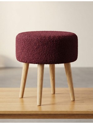 Peluş Çok Amaçlı Dekoratif Puf Koltuk Ahşap Ayaklı
