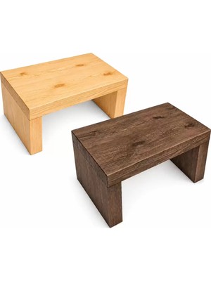 TeOra Store Masif Çam Ağacı Mini Tabure - Doğal Ahşap Çocuk Basamağı Banyo Mutfak Sehpası