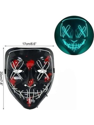 Adalı Store Hallowen Parti Maskesi Neon LED Işıklı Maske 3 Modlu Cadılar Bayramı Maskesi