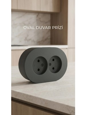 Adalı Store Antrasit Renkli Çift Topraklı Elektrik Prizi Sıva Üstü Modern Tasarım