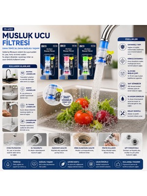 Adalı Store 12 Adet Musluk Ucu Filtresi 2 Katmanlı - Taşlı - Pervaneli 360° 16-19MM Tüm Musluklara BX40