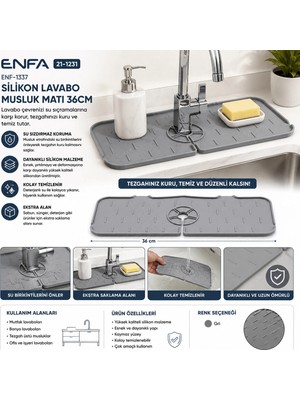 Adalı Store Silikon Lavabo Musluk Matı 36CM BX40