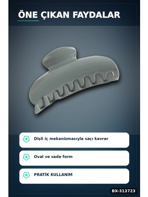 Adalı Store Plastik Oval Mandal Saç Tokası 8 cm Sert Malzeme 1 Adet Asorti Renk Kullanım BX-313723