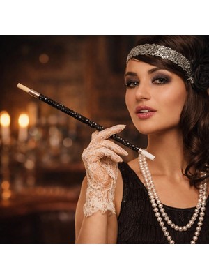 Adalı Store 30 cm Siyah Payetli Sigara Tutacağı – 1920’LER Gatsby Parti Aksesuarı BX40
