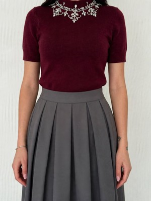 Maimoda Kadın 83 cm Tam Pileli Kumaş Etek