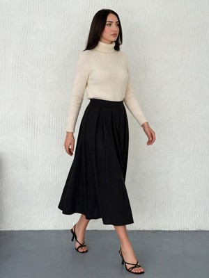 Maimoda Kadın 83 cm Tam Pileli Kumaş Etek