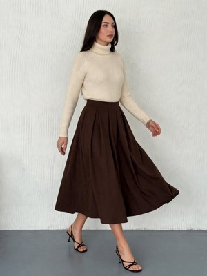 Maimoda Kadın 83 cm Tam Pileli Kumaş Etek