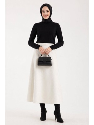Maimoda Kadın Süet 90CM Uzun Tesettür Kloş Etek