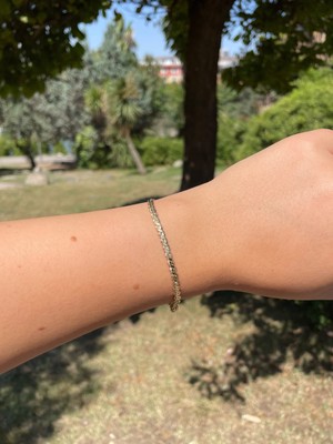 Solenya cm 14K Gold Renk Zikzak Model Bileklik