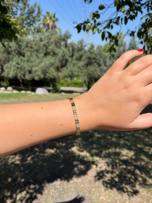 Solenya cm 14K Kare Gold Renk Zirkon Taşlı Bileklik