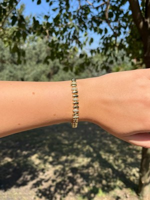 Solenya Xuping 14K Kaplama Gold Renk Zirkon Taşlı Bileklik