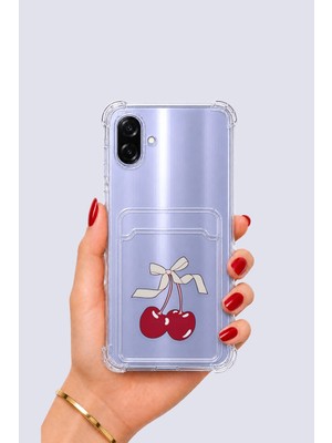 Samsung Galaxy A07 Kartlıklı Kiraz Desenli Kılıf
