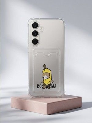 Samsung S25 Fe Boş Yapma Muz Detaylı Kart Bölmeli Şeffaf Telefon Kılıfı