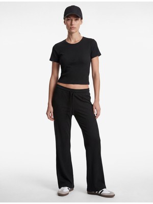 Die Grup Slim Fit Kısa Kollu Bisiklet Yaka Crop Spor Tişört