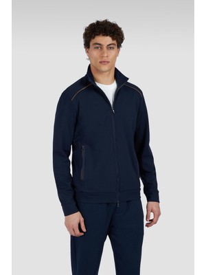 Die Grup Erkek Normal Kesim Dik Yaka Fermuarlı Uzun Kollu Lacivert Sweatshirt 25411822-013