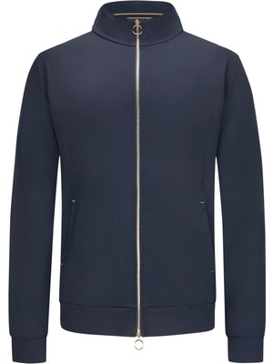 Die Grup Erkek Fermuarlı Dik Yaka Regular Fit Esnek Pamuklu Kumaş Uzun Kollu Lacivert-Gold Sweatshirt 25411814-50E