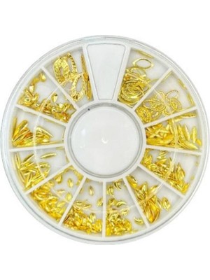 Mey İthalat Tırnak Süsleme Taşı Karışık Paket, 12 Gözlü, Gold, MIS-2080