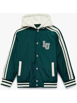 Koton Uzun Kollu Cepli Çıkarılabilir Kapüşonlu Oversize Kolej Ceket