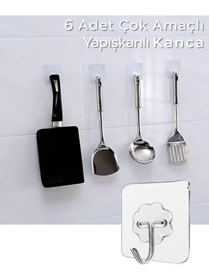 Mey İthalat 12 Adet Güçlü Şeffaf Duvar Askısı, Yapışkan Kancalı