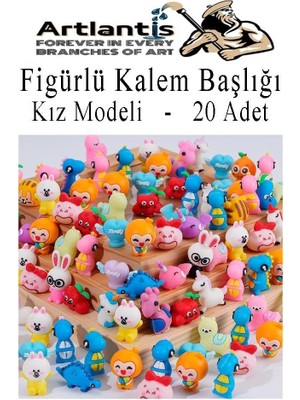Mey İthalat Figürlü Silikon Kalem Başlığı ve Süsü, 20 Adet, Erkek Çocuklar Için Hayvan Karakterleri