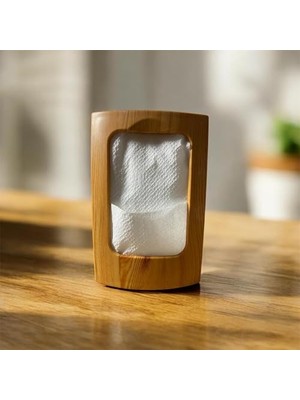 Mey İthalat Peçetelik; Ahşap Görünümlü Plastik, Masa Üstü Peçete Tutucu, Doğal Ahşap, Modern Tasarım, Ev ve Ofis Taban Derinlik 16 cm Yatay 9 cm Üst 14 Cmkullanımı
