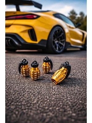 Mey İthalat El Bombası Desenli Metal Sibop Kapağı Gold(Sarı) 4 Adet