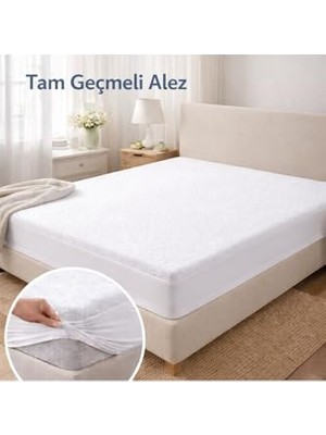 Mey İthalat Beyaz 180 x 200 cm Lastikli Çarşaf Tipi Fitted Alez, Sıvı Geçirmez Yatak Koruyucu