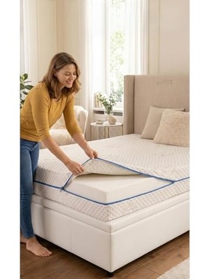 Mey İthalat Premium Fermuarlı Yatak Kılıfı, 160X200, %100 Pamuklu, Kapitone, Tek Kişilik