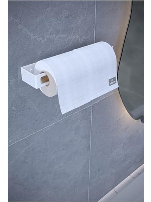Mey İthalat Metal Havluluk Beyaz, Minimal & Dayanıklı Duvar Tipi Askı | Modern Banyo Kağıt Havlu Tutacağı