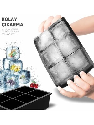 Mey İthalat Buz Kalıbı Kare Çok Amaçlı Buz Küpü Kalıbı | | Kare Buz Küpü Kasesi 6 Bölmeli | Kolay Serbest Bırakma Kahve Ev Yapımı Dondurucu Için Buz Kalıpları Xxl (1 Adet)