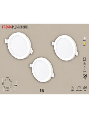 CT-5646 9W Ayarlanabilir Slim LED Panel Spot Sıva Altı Armatür 6400K